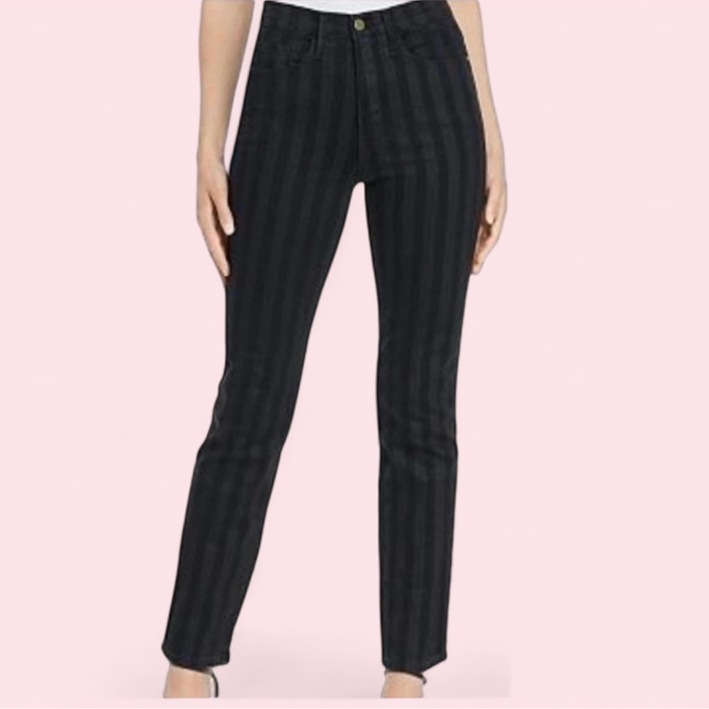 Frame Denim Le Sylvie High Rise Black Striped Jeans